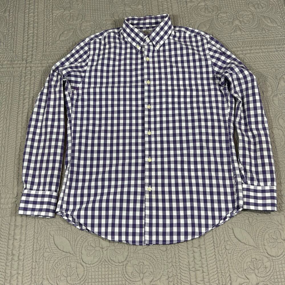J Crew Men's M Shirt Button Down Purple & White Plaid Tailored by J. Crew 24182